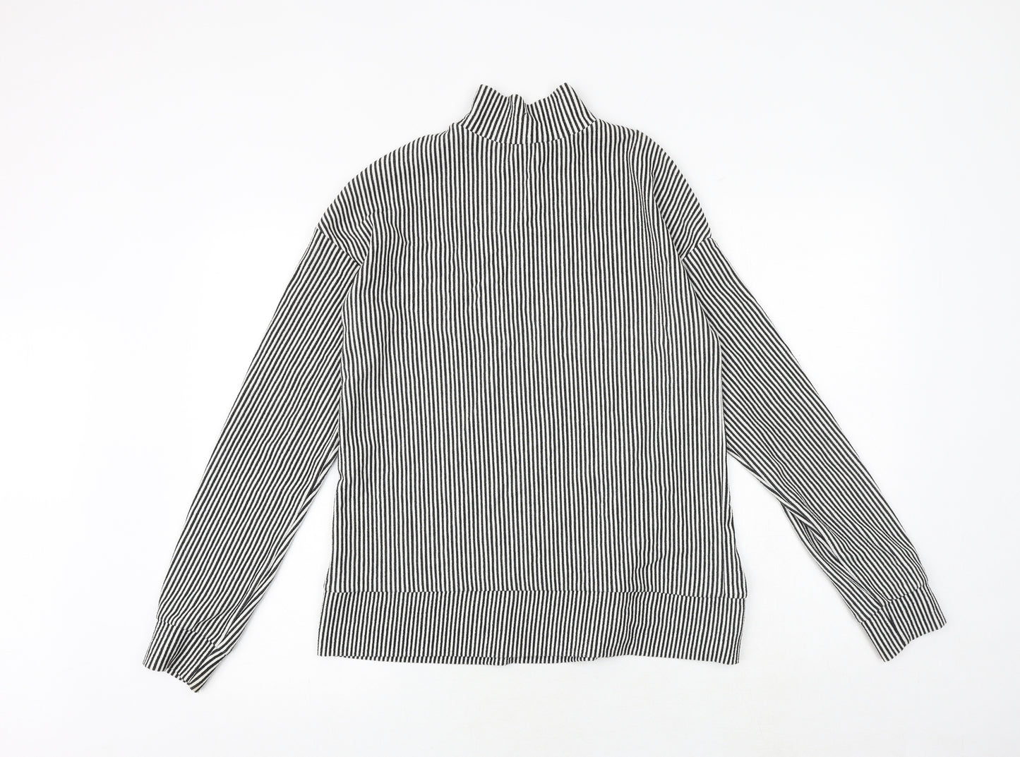 Zara Womens Black Striped Polyester Pullover Sweatshirt Size M Pullover