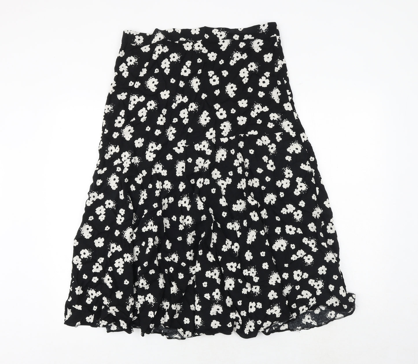 Dorothy Perkins Womens Black Floral Viscose Peasant Skirt Size 14 Zip
