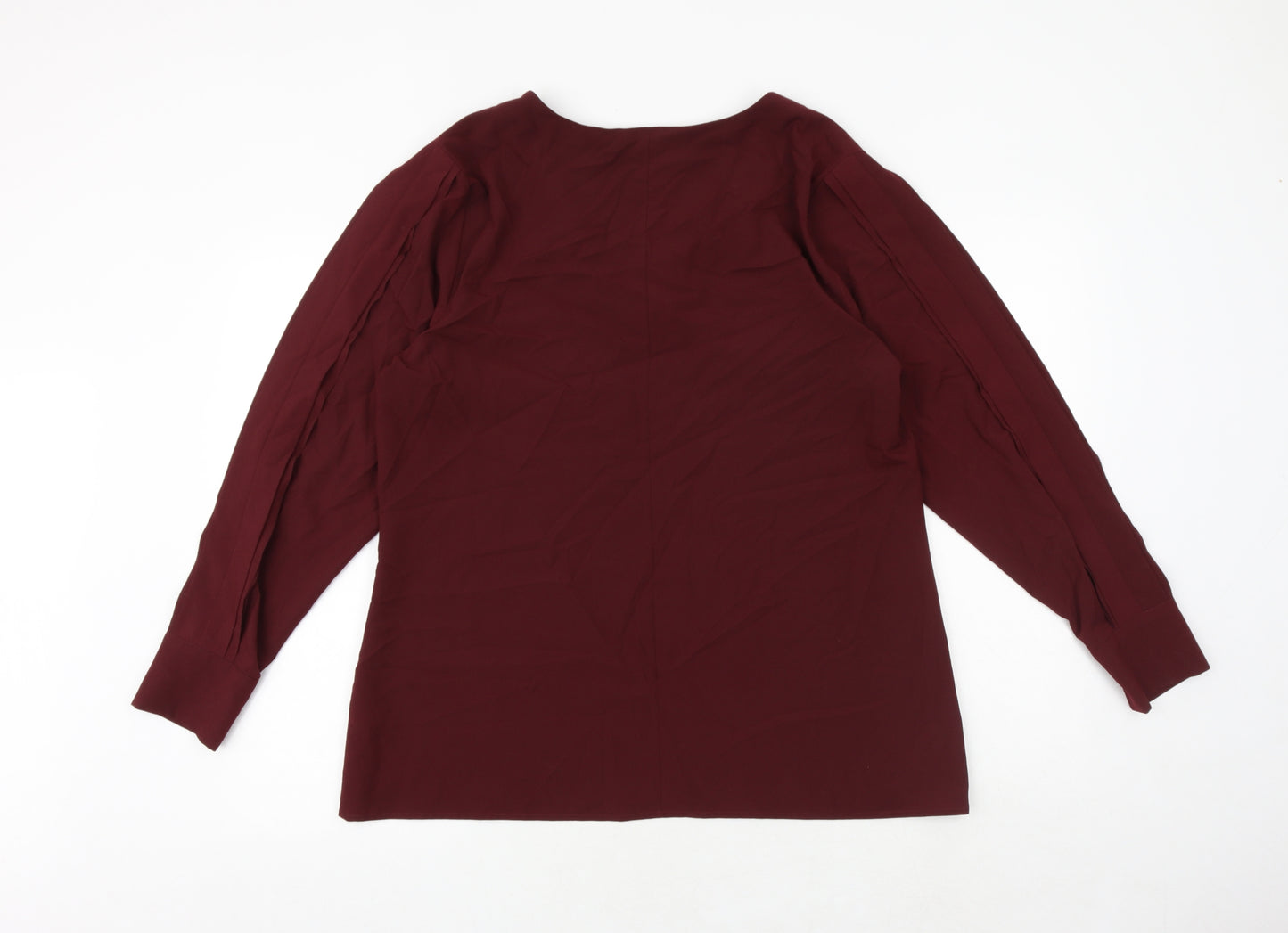 Jasper Conran Womens Red Polyester Basic Blouse Size 16 V-Neck