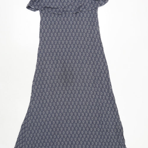 JoJo Maman Bébé Womens Blue Geometric Viscose Maxi Size S Scoop Neck Pullover