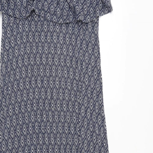 JoJo Maman Bébé Womens Blue Geometric Viscose Maxi Size S Scoop Neck Pullover