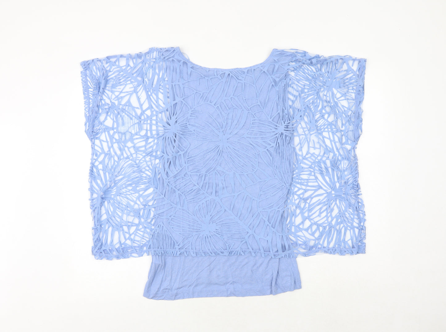 Phase Eight Womens Blue Viscose Basic Blouse Size 10 Boat Neck
