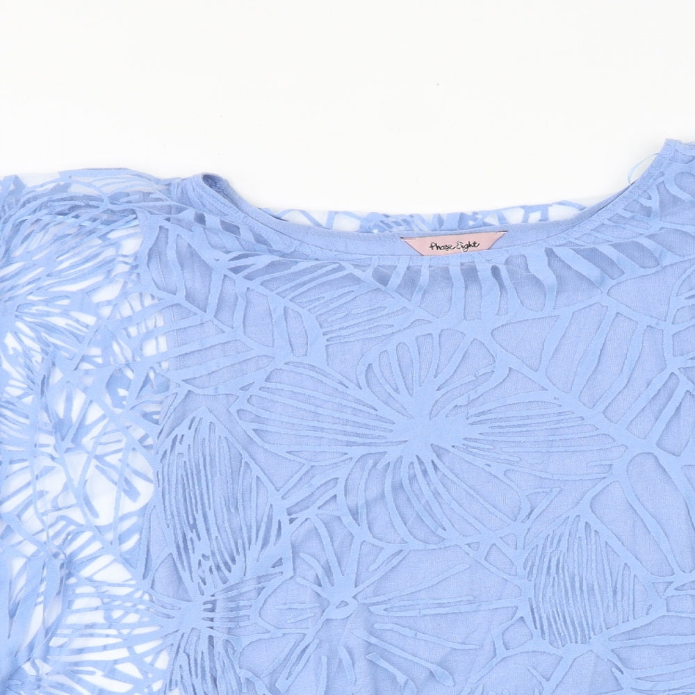 Phase Eight Womens Blue Viscose Basic Blouse Size 10 Boat Neck