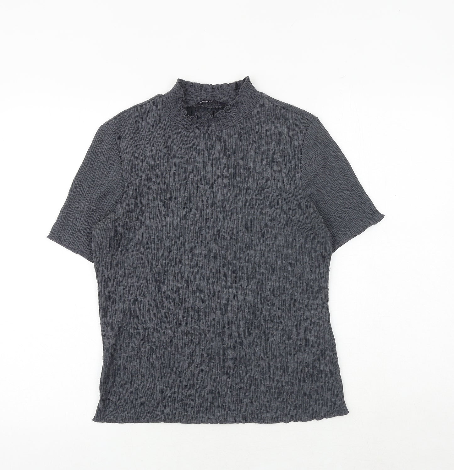 Marks and Spencer Womens Grey Polyester Basic T-Shirt Size 12 Mock Neck