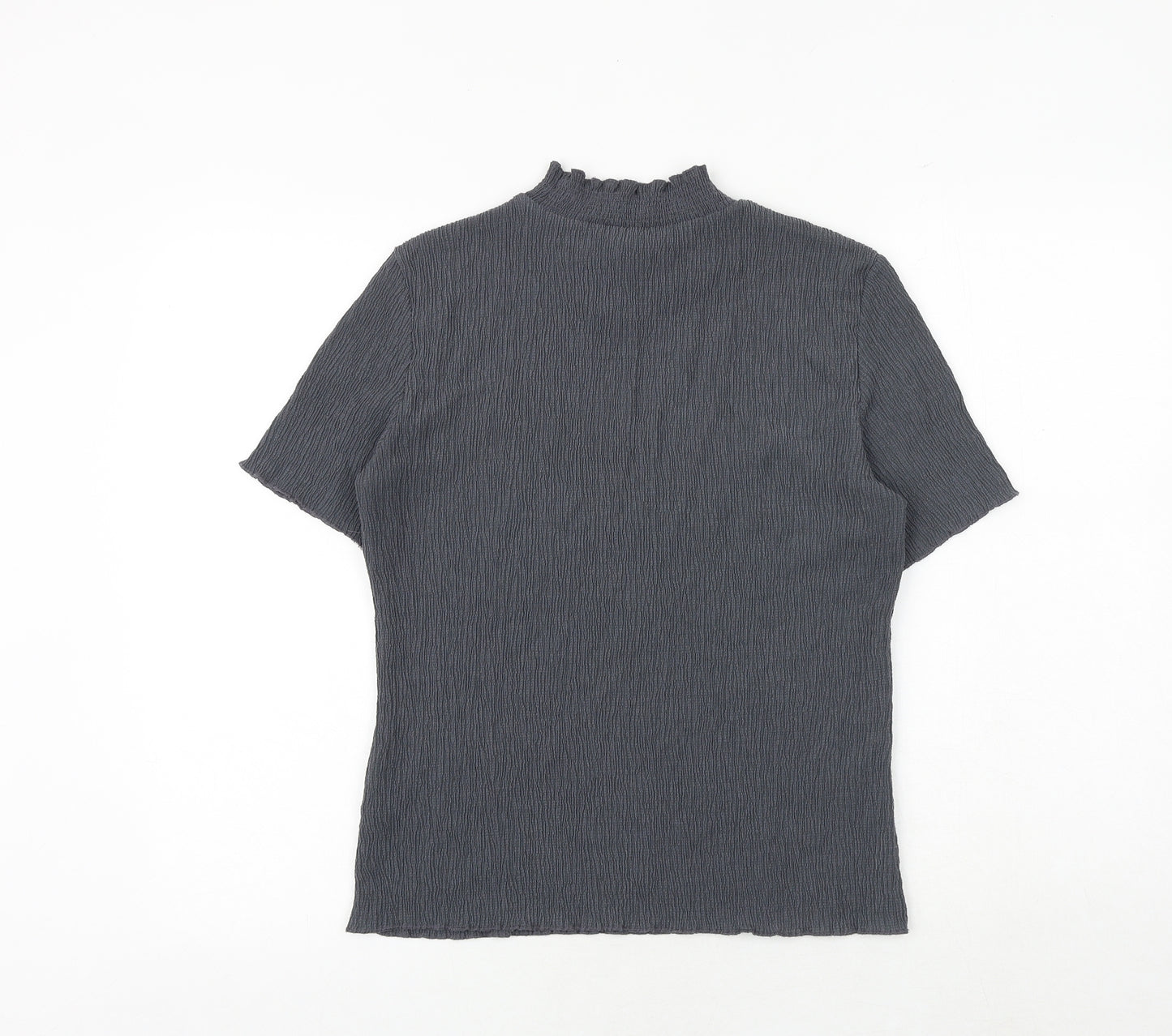 Marks and Spencer Womens Grey Polyester Basic T-Shirt Size 12 Mock Neck