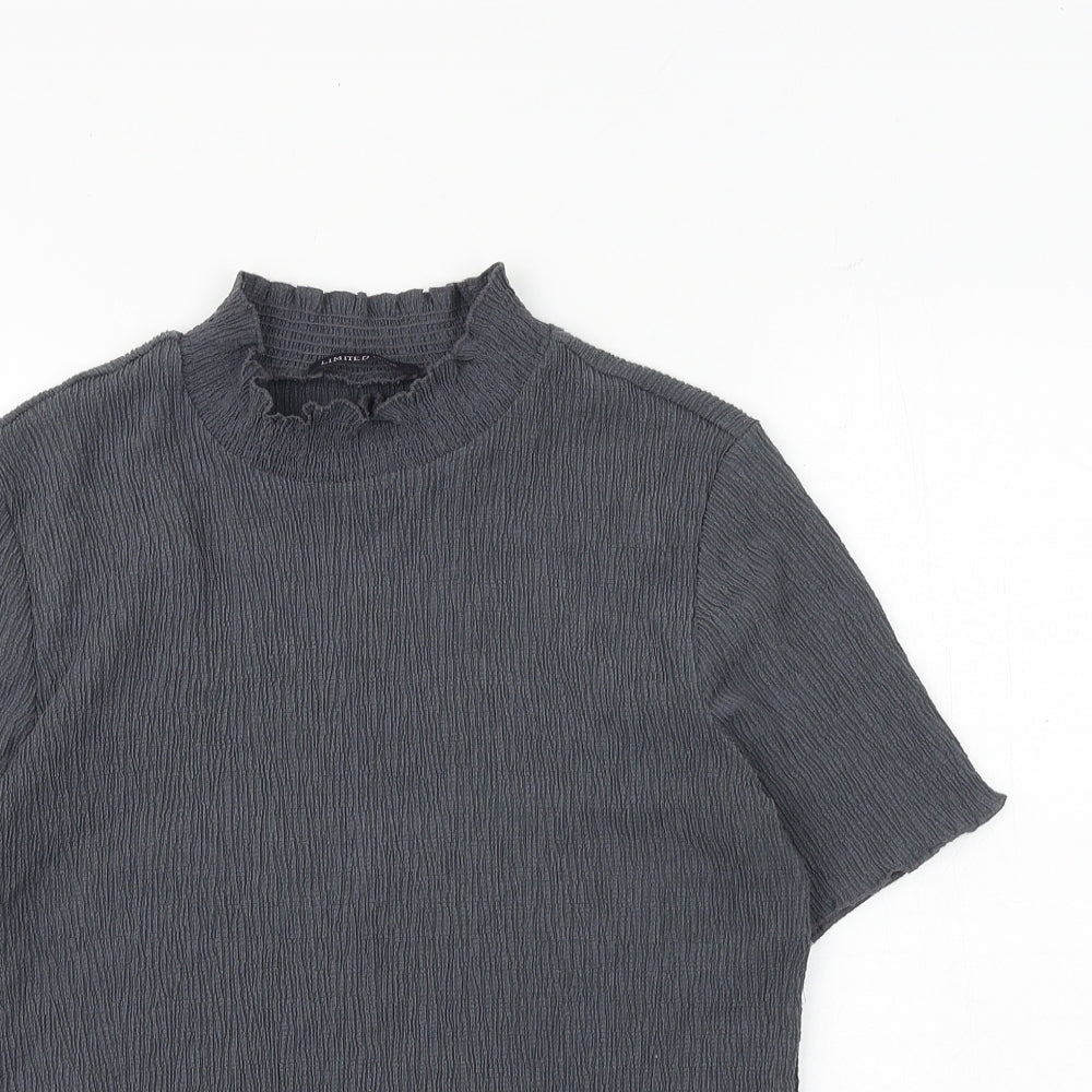 Marks and Spencer Womens Grey Polyester Basic T-Shirt Size 12 Mock Neck