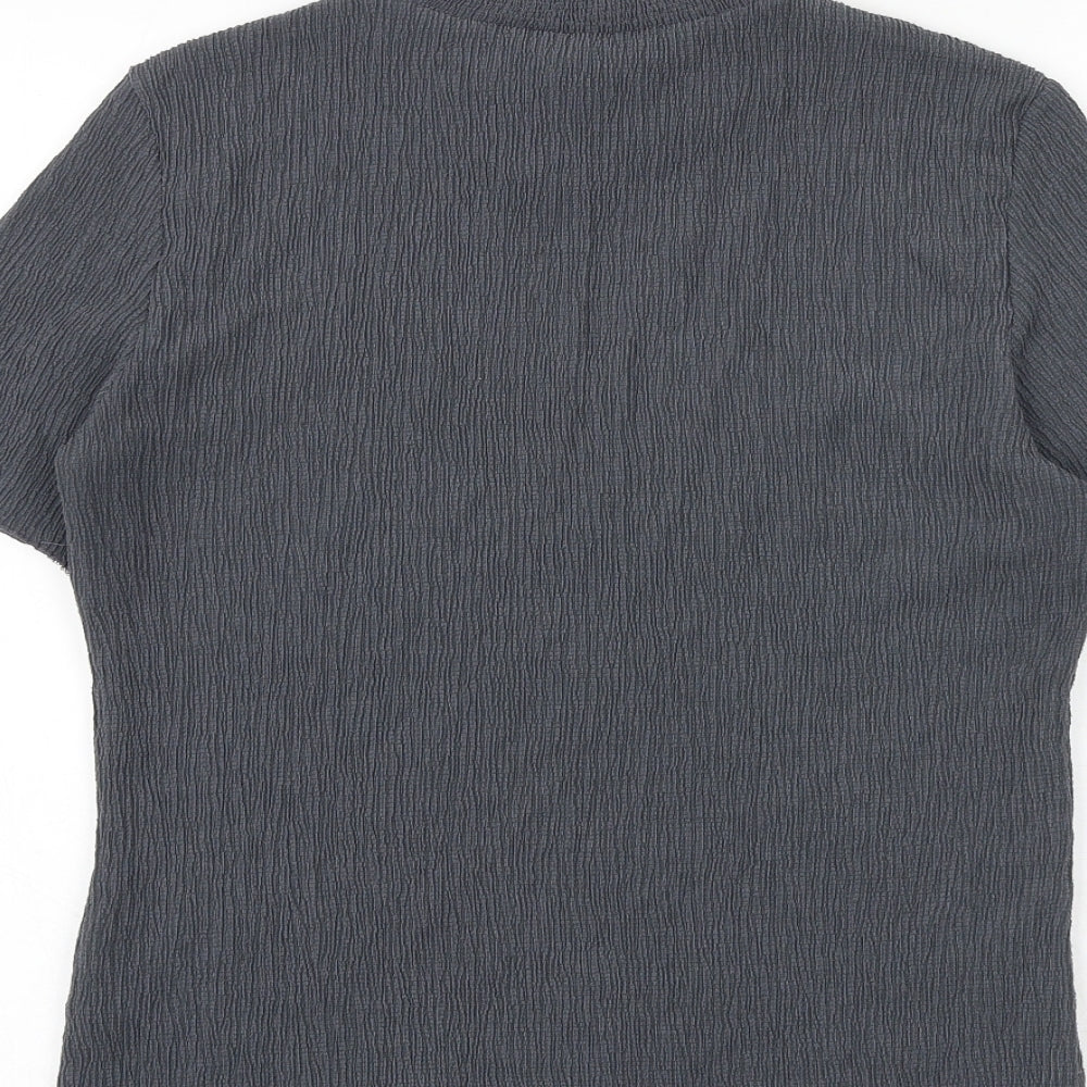 Marks and Spencer Womens Grey Polyester Basic T-Shirt Size 12 Mock Neck