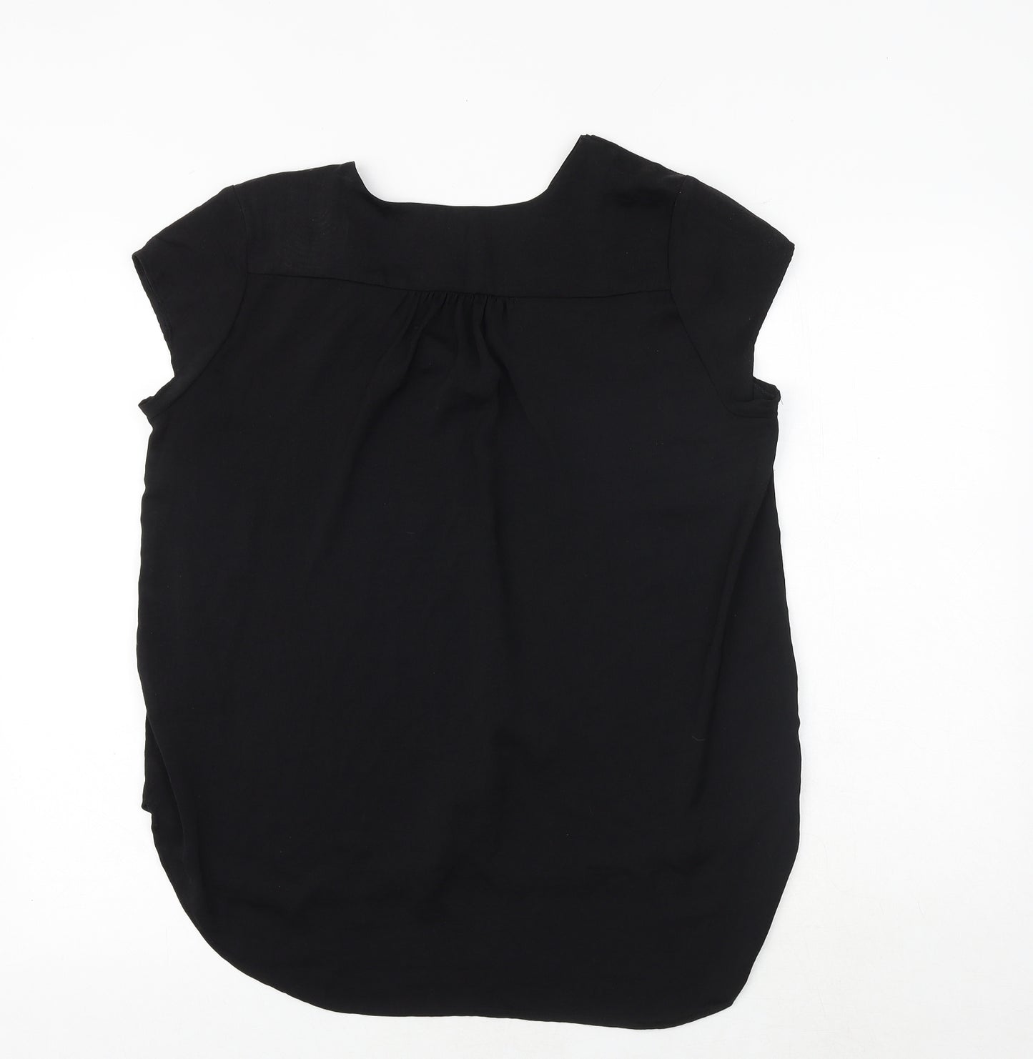 H&M Womens Black Polyester Basic Blouse Size 10 V-Neck
