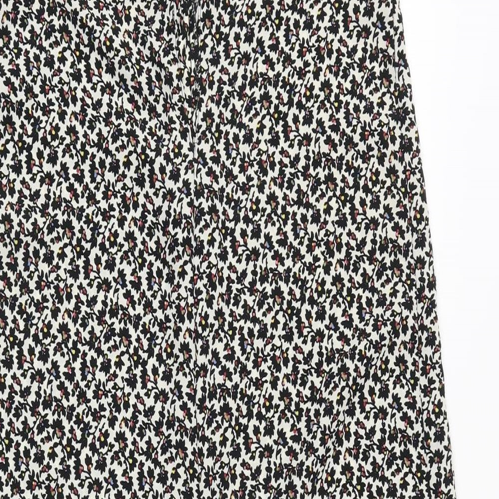 Zara Womens Black Floral Polyester Jumpsuit One-Piece Size S Tie