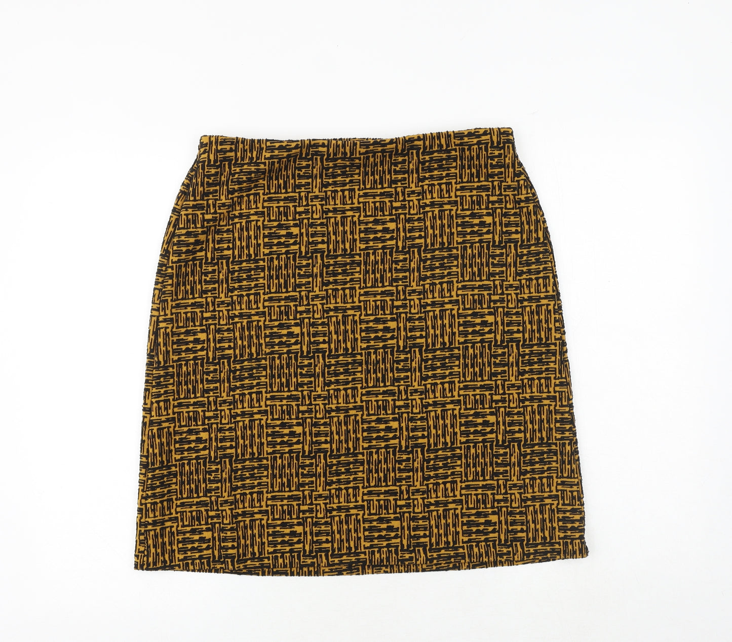 Marks and Spencer Womens Orange Geometric Viscose A-Line Skirt Size 12