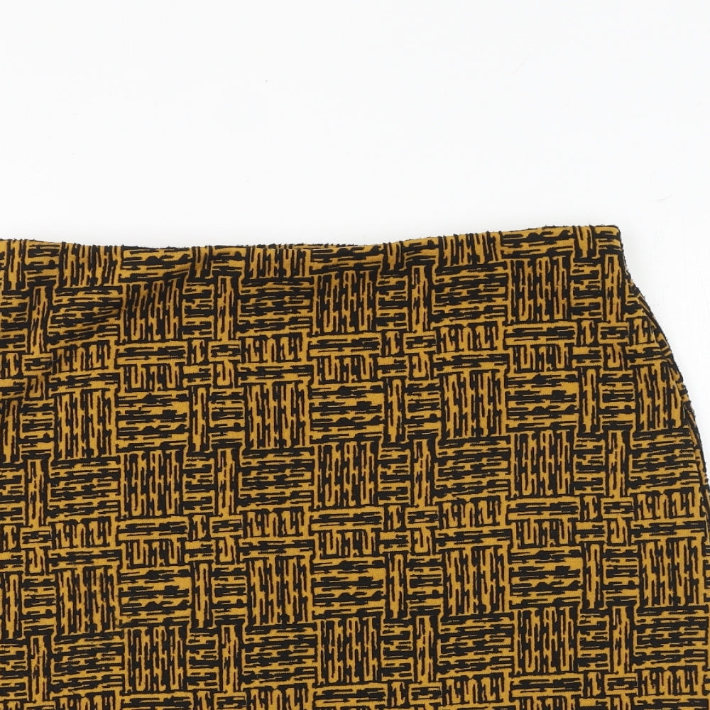 Marks and Spencer Womens Orange Geometric Viscose A-Line Skirt Size 12