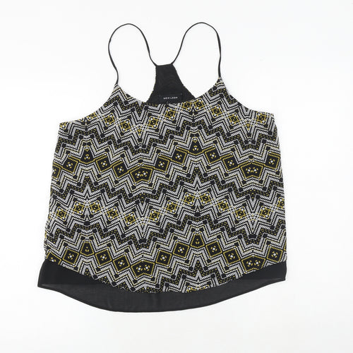 New Look Womens Beige Geometric Polyester Basic Tank Size 14 Round Neck