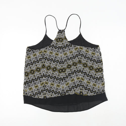 New Look Womens Beige Geometric Polyester Basic Tank Size 14 Round Neck