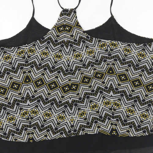 New Look Womens Beige Geometric Polyester Basic Tank Size 14 Round Neck