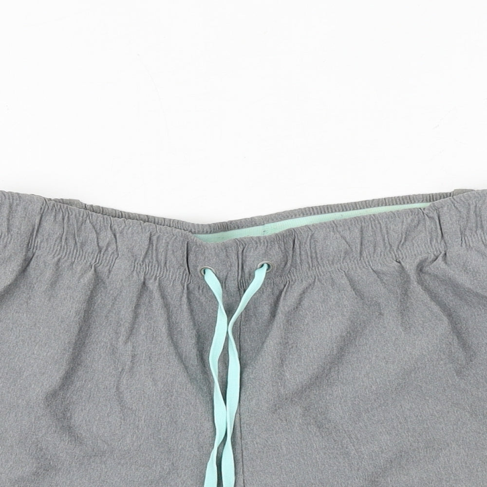 H&M Womens Grey Polyester Basic Shorts Size 6 Regular Tie
