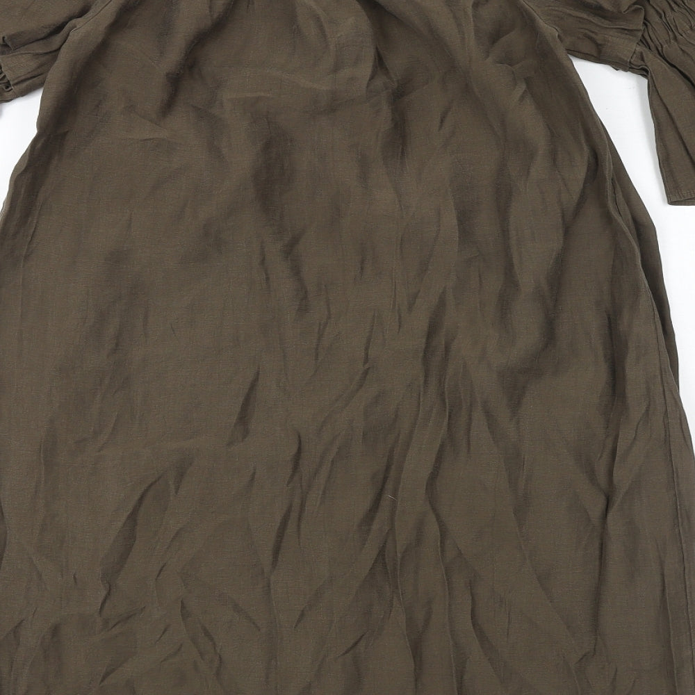 Marks and Spencer Womens Green Lyocell A-Line Size 10 Boat Neck Pullover