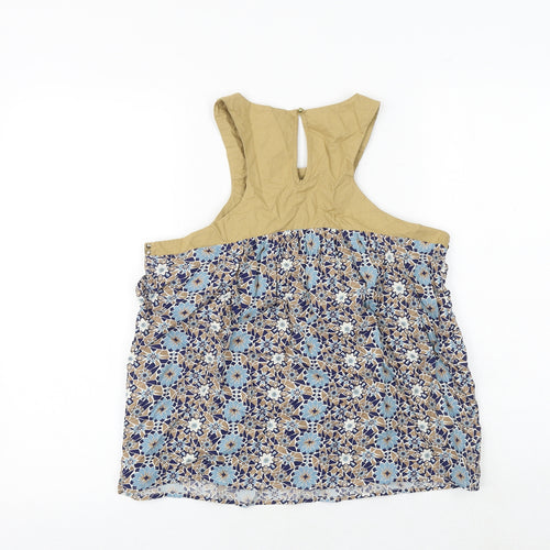 United Colors of Benetton Womens Brown Geometric Viscose Basic Tank Size S Round Neck