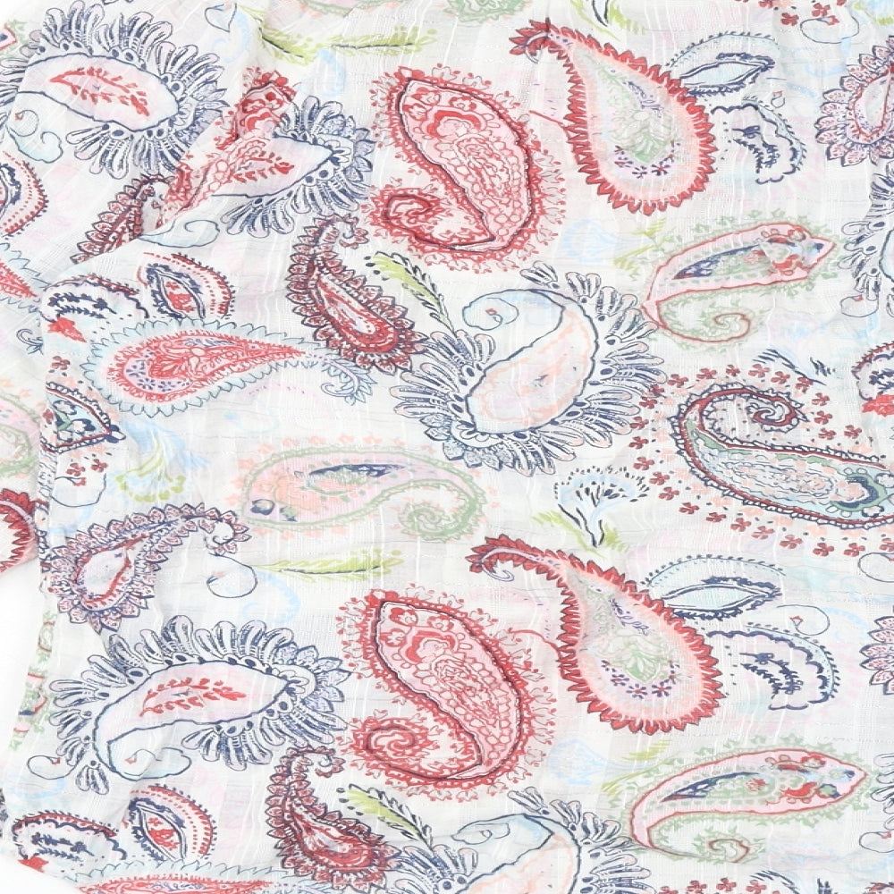 M&Co Womens Multicoloured Paisley Cotton Basic Blouse Size 10 Round Neck
