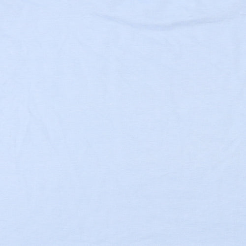 Misspap Womens Blue Polyester Basic T-Shirt Size L Round Neck