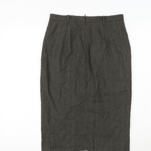 Zara Womens Brown Geometric Polyester Straight & Pencil Skirt Size S Zip