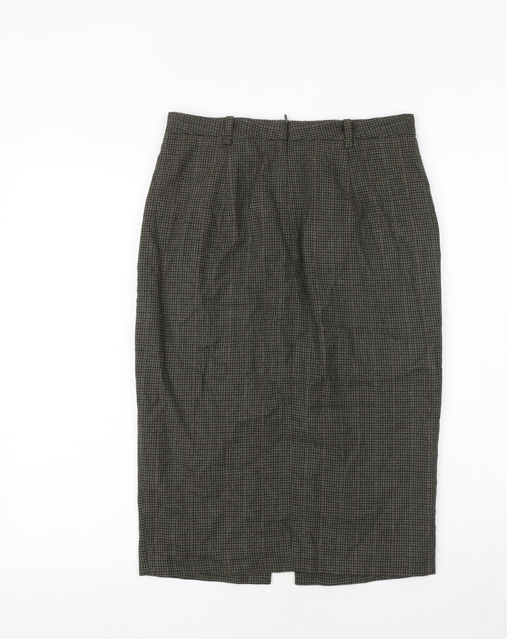 Zara Womens Brown Geometric Polyester Straight & Pencil Skirt Size S Zip