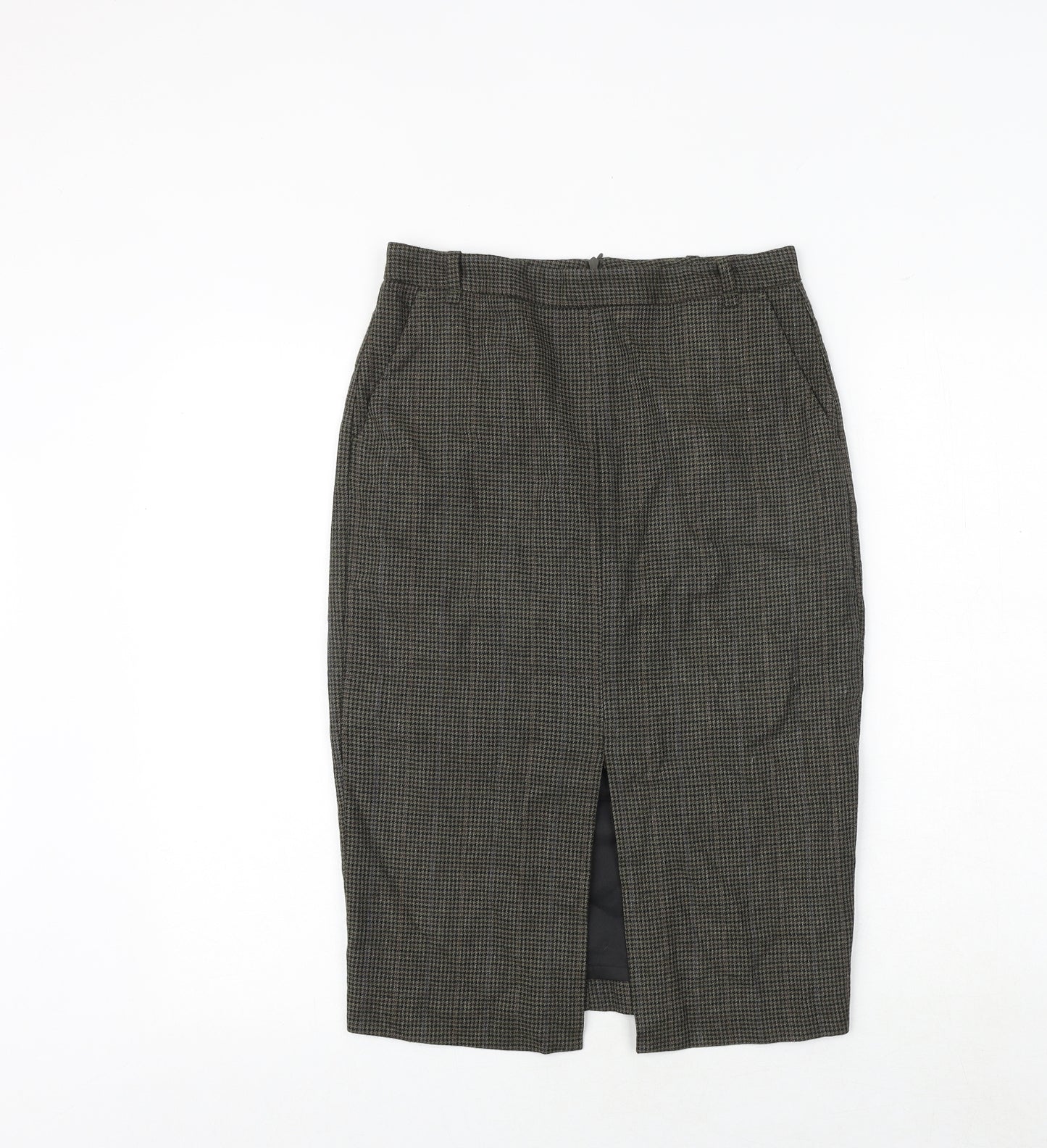 Zara Womens Brown Geometric Polyester Straight & Pencil Skirt Size S Zip
