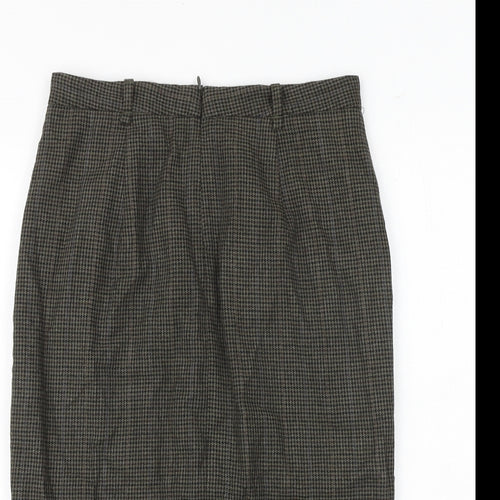 Zara Womens Brown Geometric Polyester Straight & Pencil Skirt Size S Zip