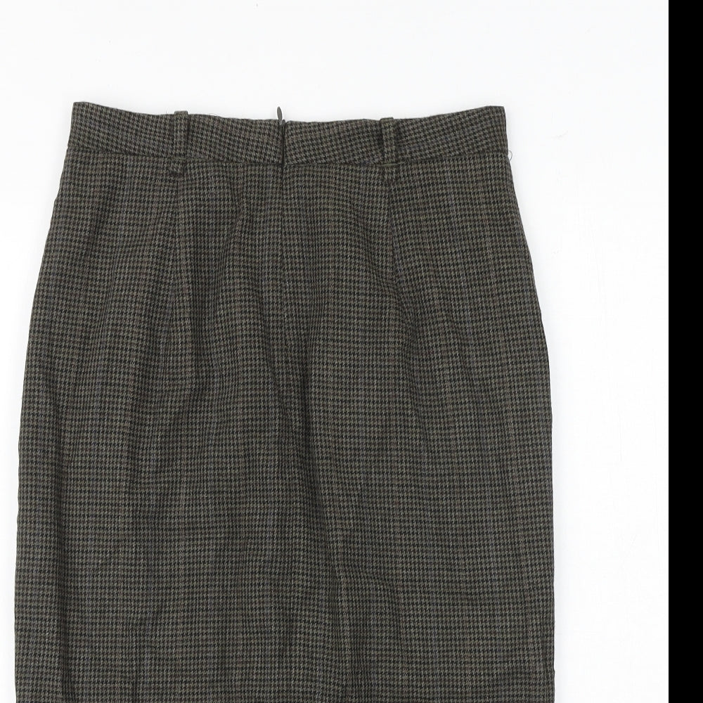 Zara Womens Brown Geometric Polyester Straight & Pencil Skirt Size S Zip