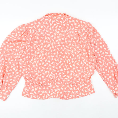 Berkertex Womens Pink Geometric Polyester Basic Button-Up Size 14 Collared