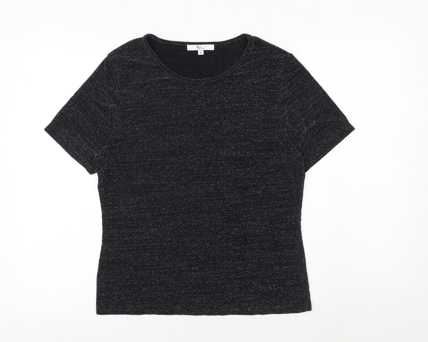Klass Womens Black Nylon Basic T-Shirt Size M Round Neck