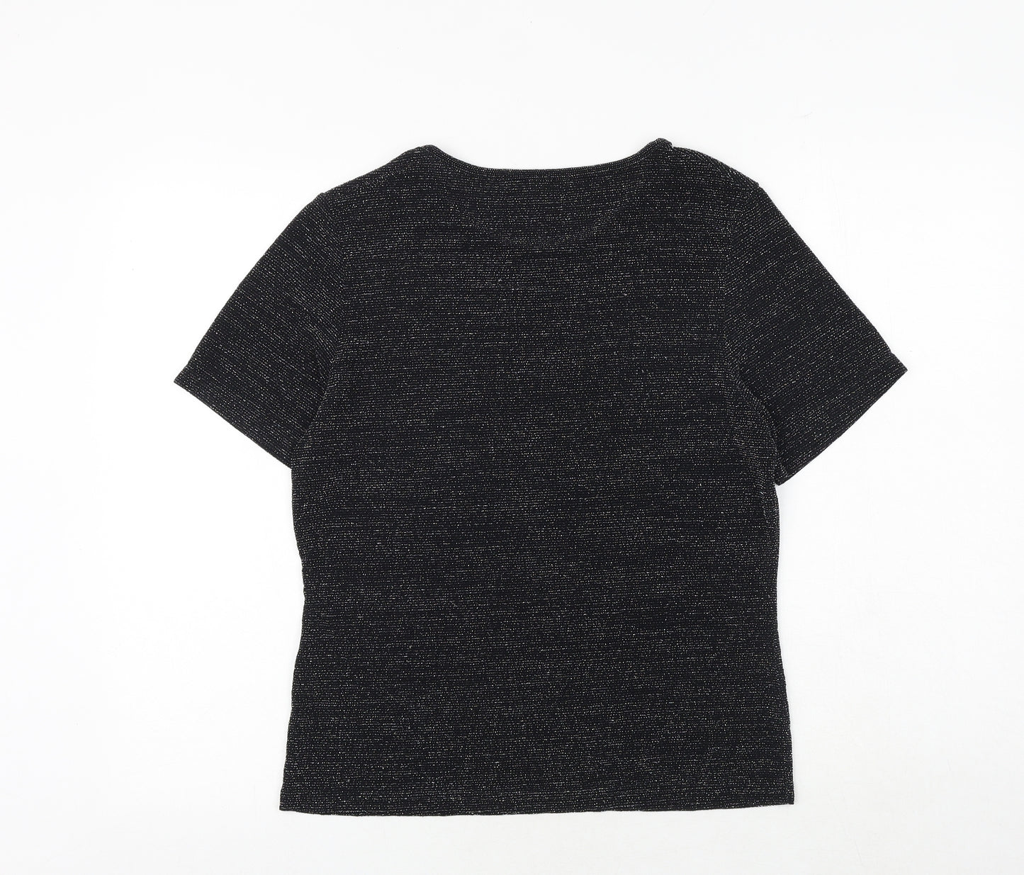 Klass Womens Black Nylon Basic T-Shirt Size M Round Neck