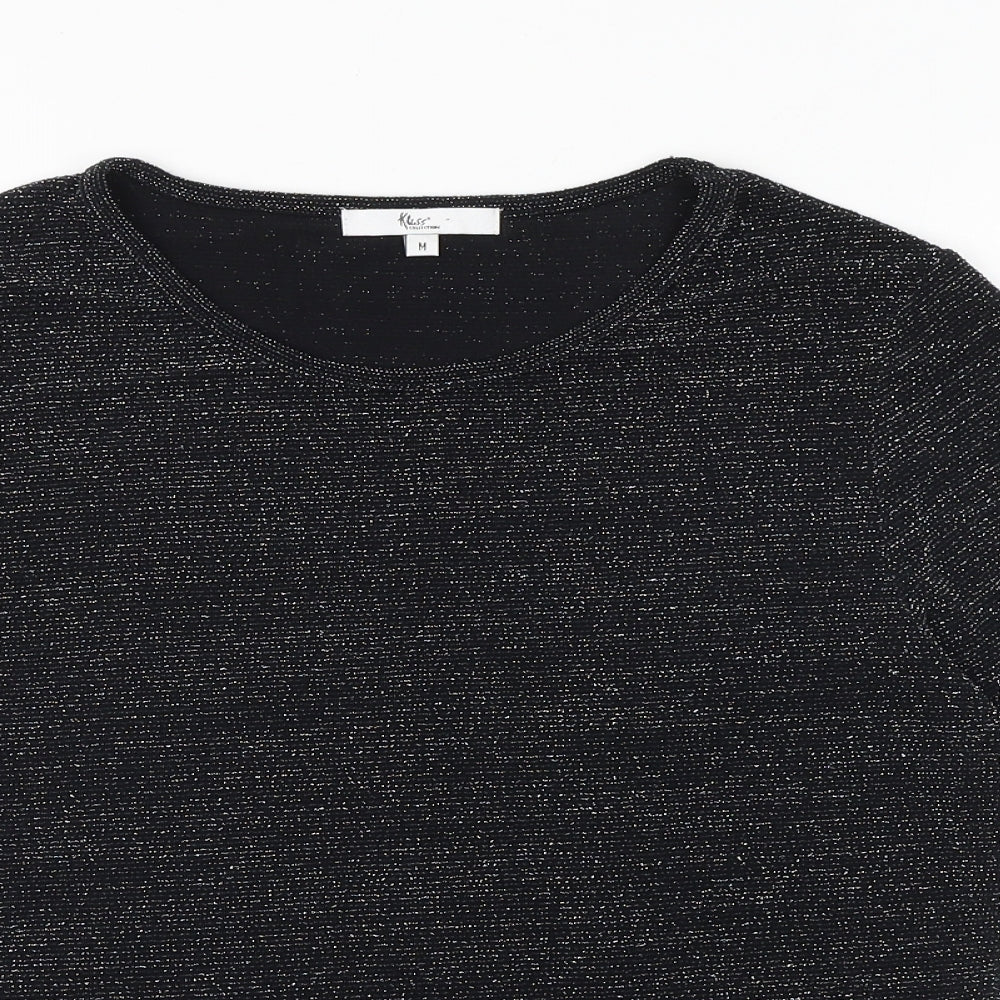 Klass Womens Black Nylon Basic T-Shirt Size M Round Neck