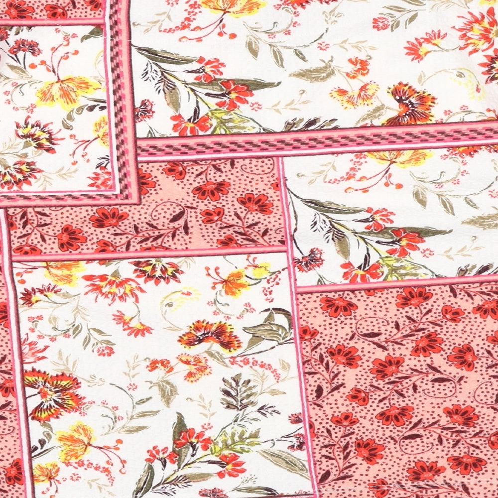 Marks and Spencer Womens Red Geometric Polyester Basic T-Shirt Size 12 Round Neck