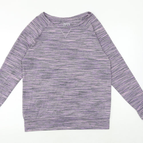 Souluxe Womens Purple Polyester Basic T-Shirt Size M Boat Neck