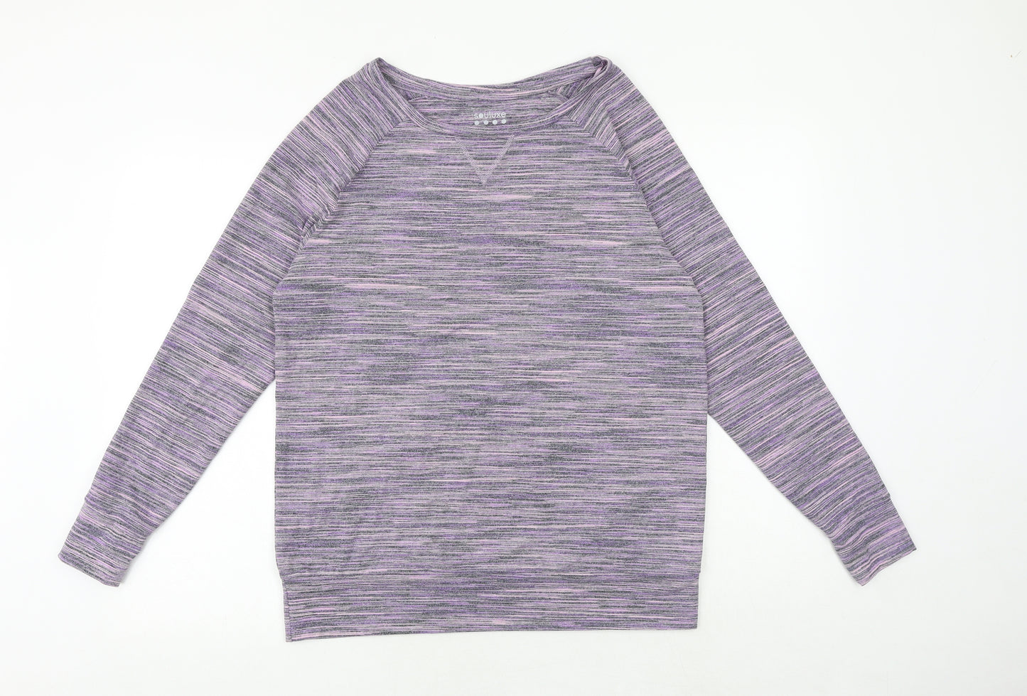 Souluxe Womens Purple Polyester Basic T-Shirt Size M Boat Neck