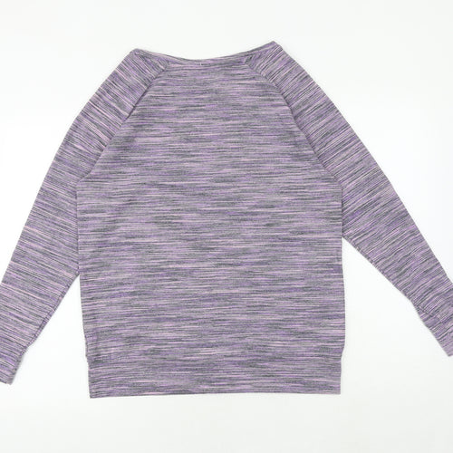 Souluxe Womens Purple Polyester Basic T-Shirt Size M Boat Neck