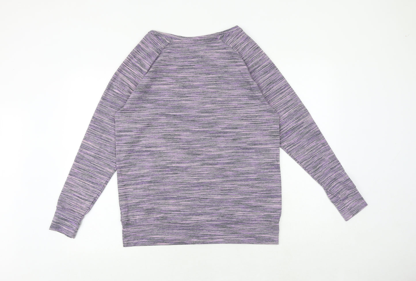 Souluxe Womens Purple Polyester Basic T-Shirt Size M Boat Neck