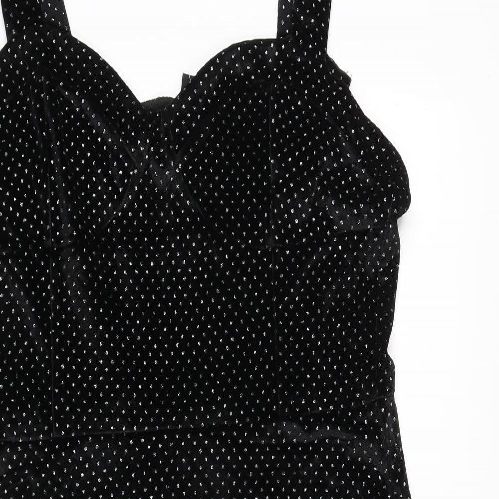 Blue Vanilla Womens Black Polka Dot Polyester Bodycon Size 14 Sweetheart Pullover