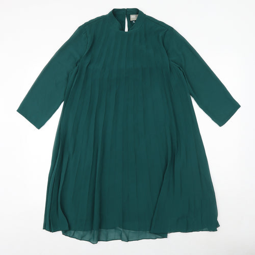 ASOS Womens Green Polyester Trapeze & Swing Size 8 Round Neck Button
