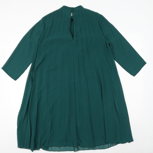 ASOS Womens Green Polyester Trapeze & Swing Size 8 Round Neck Button