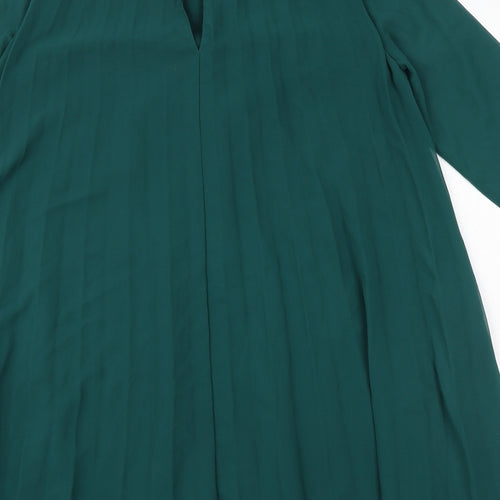 ASOS Womens Green Polyester Trapeze & Swing Size 8 Round Neck Button