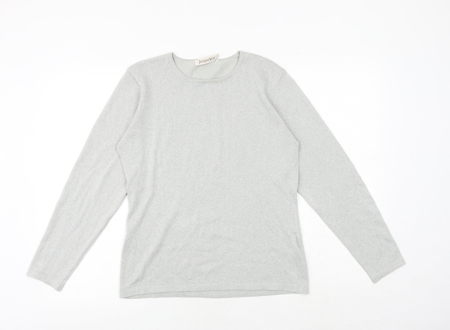 Jaques Vert Womens Silver Round Neck Cotton Pullover Jumper Size S
