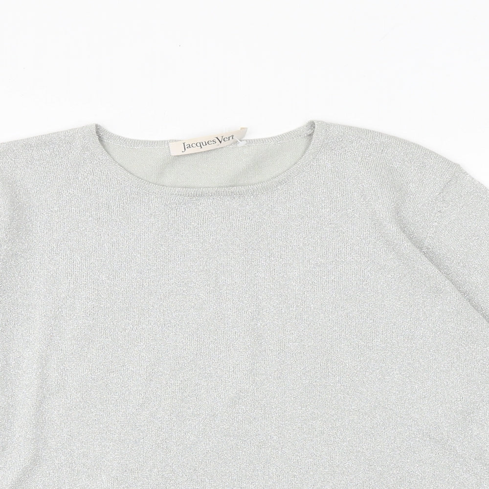 Jaques Vert Womens Silver Round Neck Cotton Pullover Jumper Size S