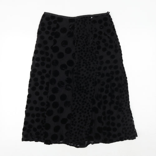 EAST Womens Black Geometric Polyester Swing Skirt Size 10 Zip