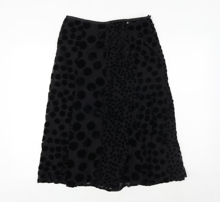 EAST Womens Black Geometric Polyester Swing Skirt Size 10 Zip