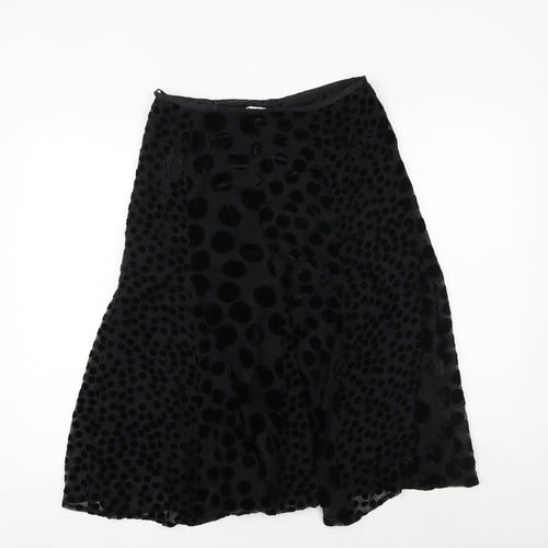 EAST Womens Black Geometric Polyester Swing Skirt Size 10 Zip