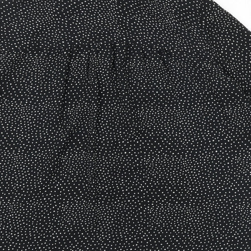 H&M Womens Black Geometric Polyester Basic Button-Up Size 8 Collared