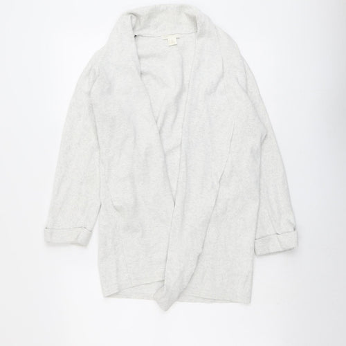 H&M Womens Grey V-Neck Cotton Cardigan Jumper Size XS