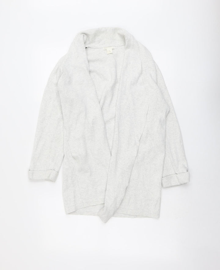 H&M Womens Grey V-Neck Cotton Cardigan Jumper Size XS
