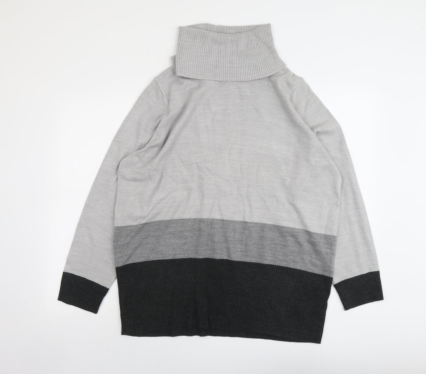 Marks and Spencer Womens Grey Roll Neck Acrylic Pullover Jumper Size 20